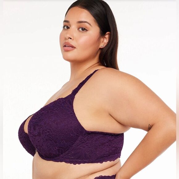 Savage X Fenty romantic corded lace playtime purple push up bra sz 38 DDD - Picture 6 of 6